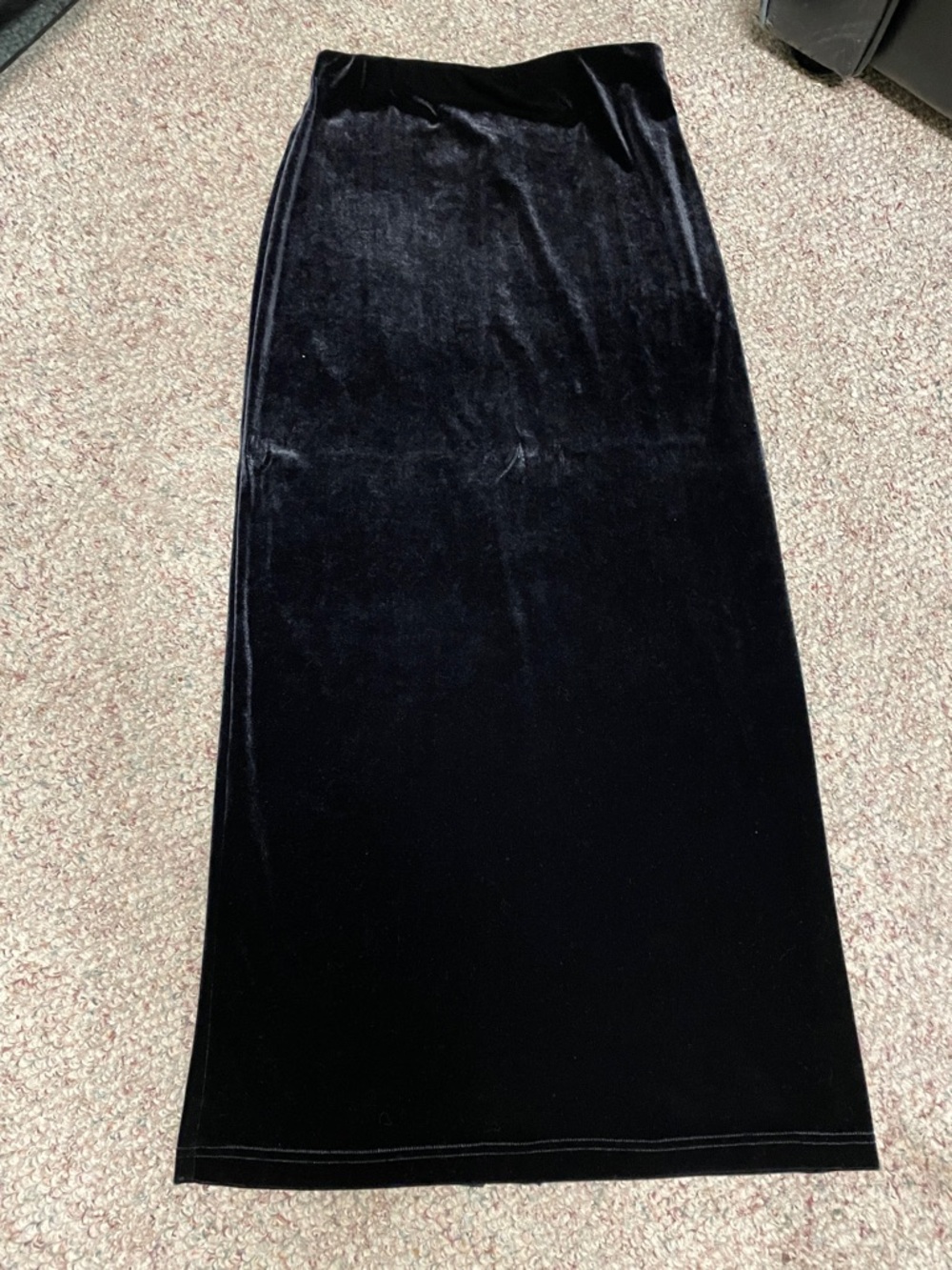 Vintage Y2K Classic Black Velvet Maxi Skirt or tube dress with slit back